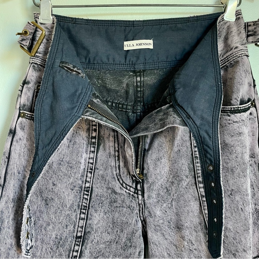 Ulla Johnson Albie Lilac Belted High Waisted Wide Leg Jeans Women’s 0 Acid Wash - Picture 12 of 16